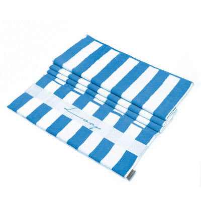 Pocketed Stripe Beach Towel - Blue