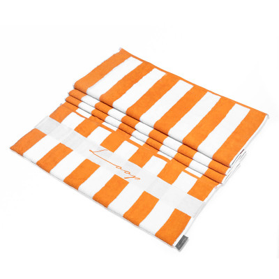 Pocketed Striped Beach Towel - Orange